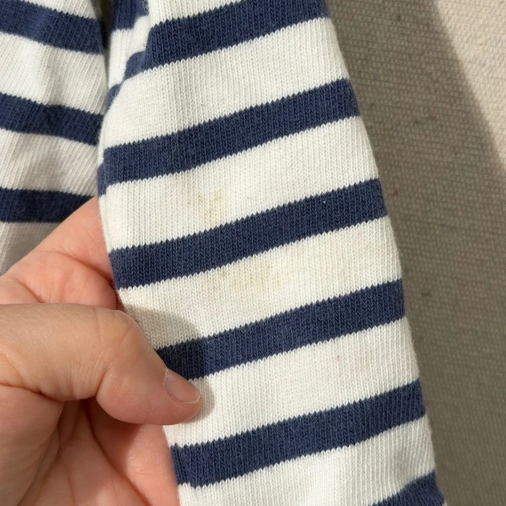 Ralph Lauren Dress Kids 12M White Navy Blue Nautical Peplum Striped Long Sleeve